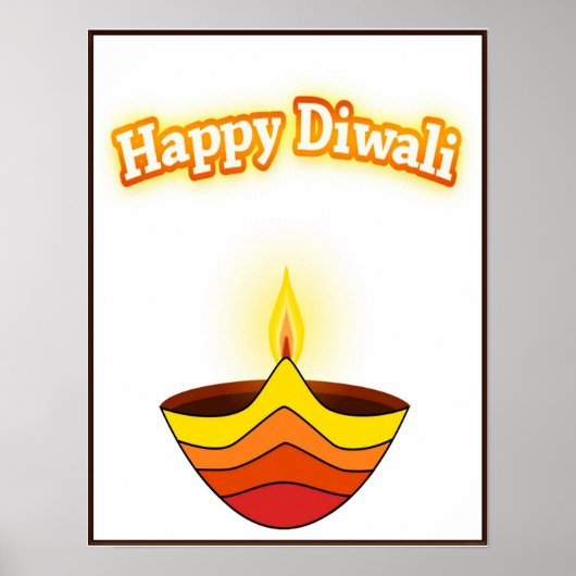 Poster Joyeux Diwali et lampe Diya (Devant)