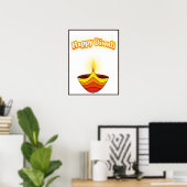 Poster Joyeux Diwali et lampe Diya (Bureau à domicile)