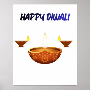 Poster Joyeux Diwali Lampe à Huile Traditionnelle Festiva