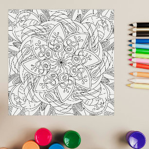 Poster Joyeux Doodles : Jolie page de coloration Fleur po