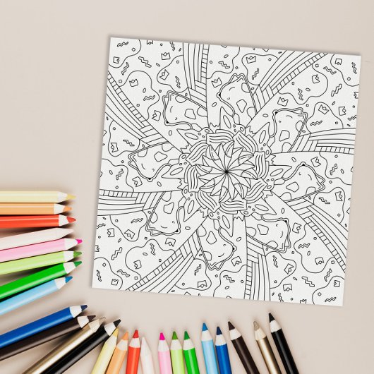 Poster Joyeux Doodles : Page de coloriage d'anniversaire