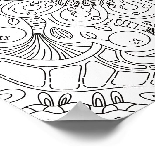 Poster Joyeux Doodles : Page de coloriage d'automne (Coin)