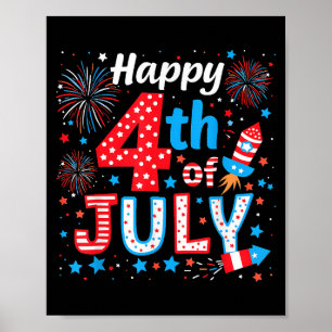 Poster Joyeux drapeau américain 4 juillet patriotique USA