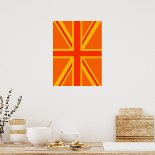 Poster Joyeux drapeau britannique Union Jack orange (Cuisine)