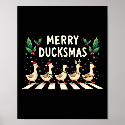 Poster Joyeux Duckmas Santa Chapeau Xmas Duck Lover Funky (Devant)