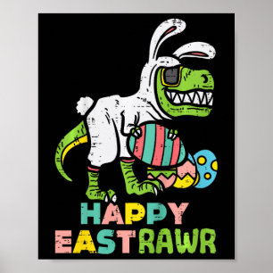 Poster Joyeux Eastrawr Trex Lapin de Pâques Œuf Dinosaure