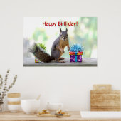 Poster Joyeux écureuil d'anniversaire (Cuisine)