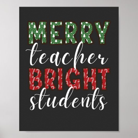 Poster Joyeux enseignant brillant élèves Noël (Devant)