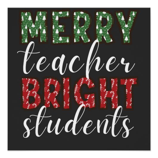 Poster Joyeux enseignant brillant élèves Noël (Devant)