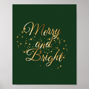 Poster Joyeux et brillant Luxe, Vert foncé & Or Design