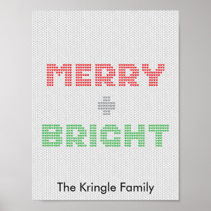 Poster Joyeux Et Brillante Typographie Chandail De Noël