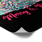 Poster Joyeux Et Lumineux Arbres De Noël Aux Vaches Roses (Coin)