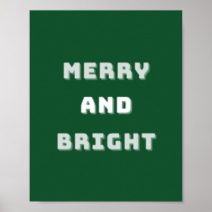 Poster Joyeux et lumineux, Art de Noël vert, Vacances
