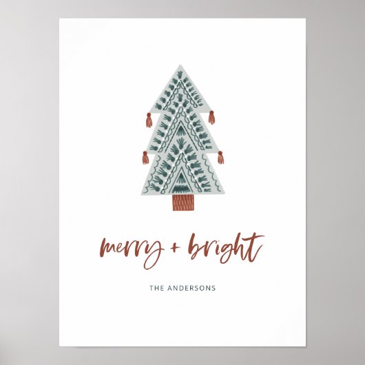Poster Joyeux et lumineux | Boho Christmas Tree and Scrip (Devant)