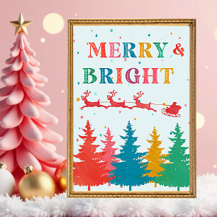 Poster Joyeux et lumineux Noël coloré