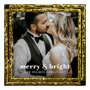 Poster joyeux et lumineux photo de couple de noël moderne