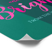 Poster Joyeux et vert clair et rose Noël (Coin)