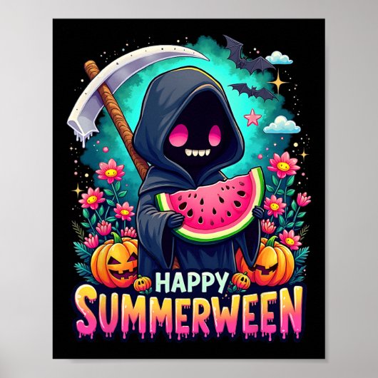 Poster Joyeux été Summerween Squelette Jack-o-lanterne (Devant)