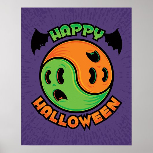 Poster Joyeux fantôme d'Halloween Yin-Yang (Devant)