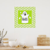 Poster Joyeux Fantôme, fête d'Halloween verte (Cuisine)