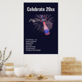 Poster Joyeux feu d'artifice Champagne Celebration Menu (Cuisine)