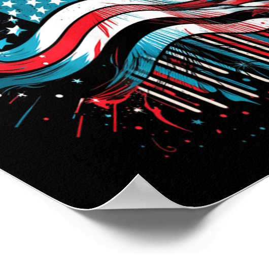 Poster Joyeux feu d'artifice commémoratif américain Drape (Coin)