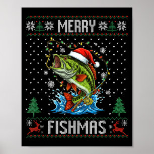 Poster Joyeux Fish Noël B Poisson Pêche de Noël Sweat Ugl