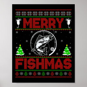 Poster Joyeux Fish Noël B Poisson Pêche Sweat de Noël Lai