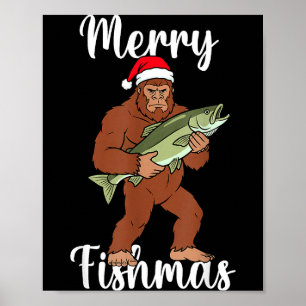 Poster Joyeux Fishmas Bigfoot Pêche Drôle Sasquatch Père