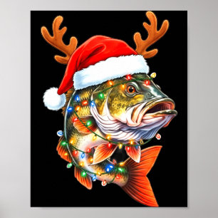Poster Joyeux Fishmas Drôle B Pêche Noël Chapeau de Père