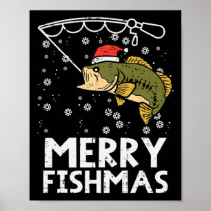 Poster Joyeux Fishmas Poisson Pêche Xmas Noël Papa Hommes