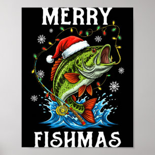 Poster Joyeux Fishmas Santa Amateurs de Pêche Drôle Pêche