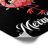 Poster Joyeux Flamant rose de Noël Père Noël Fa La La Min (Coin)