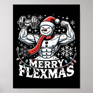 Poster Joyeux Flexmas - Snowman Flexer Corps de gym de No