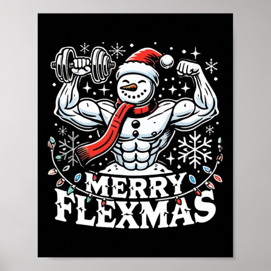 Poster Joyeux Flexmas - Snowman Flexer Corps de gym de No (Devant)