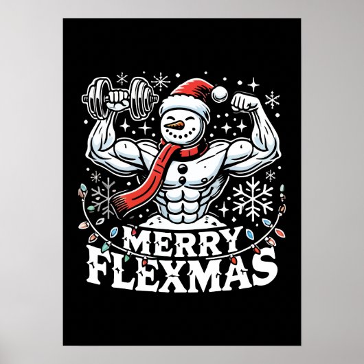 Poster Joyeux Flexmas - Snowman Flexting Gym de Noël (Devant)