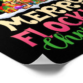 Poster Joyeux flockage Noël Reindeer Père Noël Flamant ro (Coin)