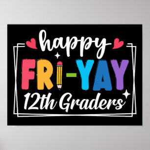 Poster Joyeux Fri-Yay 12ème Graders Enseignant Étudiant d
