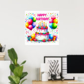Poster Joyeux gâteau d'anniversaire (Bureau à domicile)