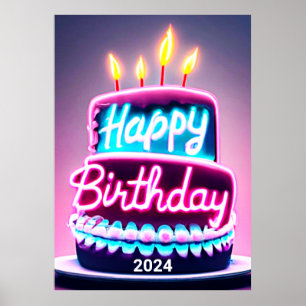 Poster Joyeux gâteau d'anniversaire 2024 Anniversaire Par