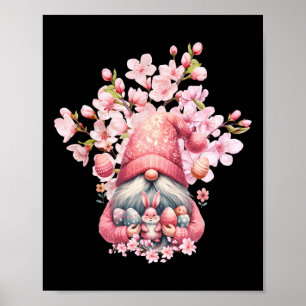 Poster Joyeux Gnomes de Pâques Bonjour Printemps fleuri