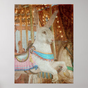 Poster Joyeux-Go-Round de lapin Grunge