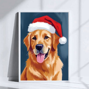 Poster Joyeux Golden Retriever   Chien au chapeau de Père