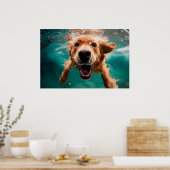 Poster Joyeux Golden Retriever nager sous l'eau (Cuisine)