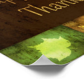 Poster Joyeux Grunge de feuilles de Thanksgiving (Coin)