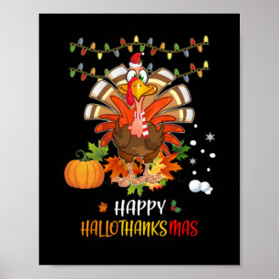 Poster Joyeux Hallothanksmas de Thanksgiving Citrouille