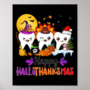 Poster Joyeux Hallothanksmas Dents Halloween Thanksgiving