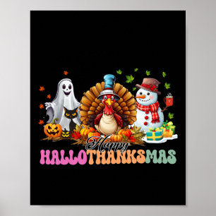 Poster Joyeux Hallothanksmas Drôle Halloween Thanksgiving
