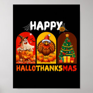 Poster Joyeux Hallothanksmas Drôle Halloween Thanksgiving