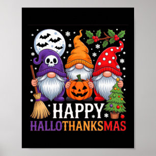 Poster Joyeux Hallothanksmas Gnomes Halloween Thanksgivin